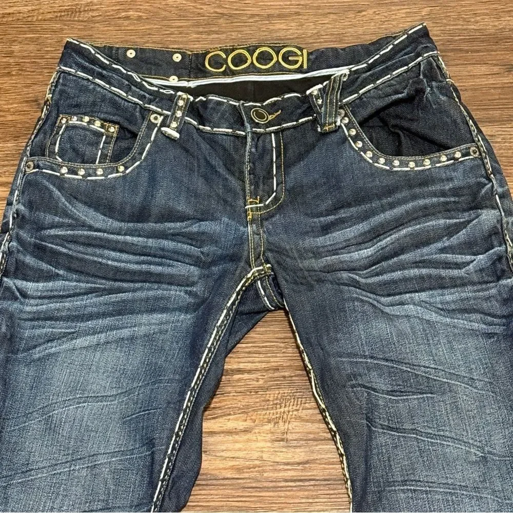 COOGI Blue Bootcut Jeans with Classic Large Detail Stitching Size 9/10